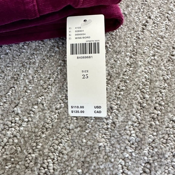 NWT Anthropologie Pilcro Skinny Corduroy High-Rise Jeans Size 25 - Picture 8 of 8